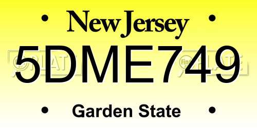 5DME749 New Jersey License Plate