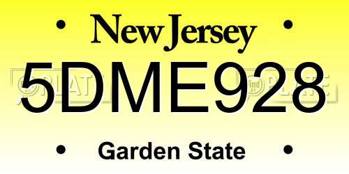 5DME928 New Jersey License Plate