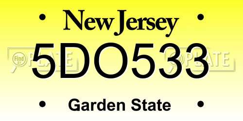5DO533 New Jersey License Plate