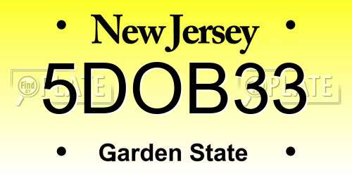 5DOB33 New Jersey License Plate