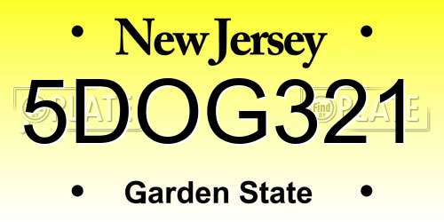 5DOG321 New Jersey License Plate