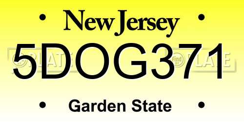 5DOG371 New Jersey License Plate