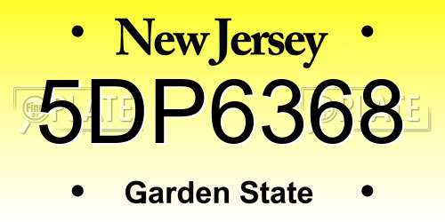 5DP6368 New Jersey License Plate