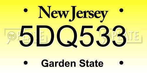 5DQ533 New Jersey License Plate
