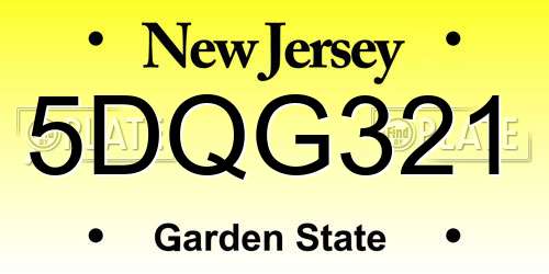 5DQG321 New Jersey License Plate