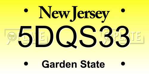 5DQS33 New Jersey License Plate