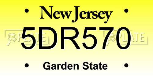 5DR570 New Jersey License Plate