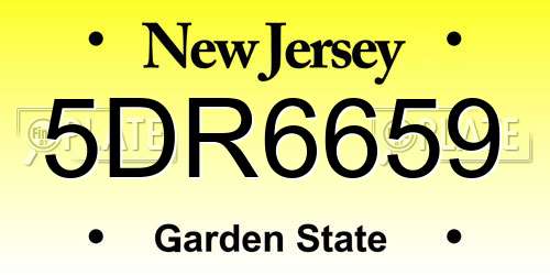 5DR6659 New Jersey License Plate