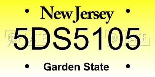 5DS5105 New Jersey License Plate