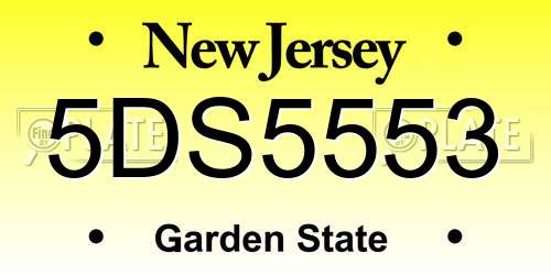 5DS5553 New Jersey License Plate
