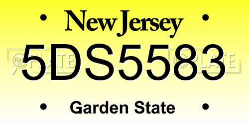 5DS5583 New Jersey License Plate