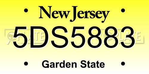 5DS5883 New Jersey License Plate