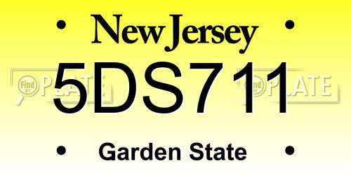 5DS711 New Jersey License Plate