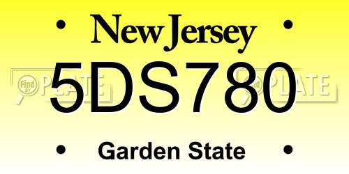 5DS780 New Jersey License Plate