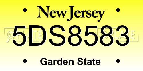 5DS8583 New Jersey License Plate