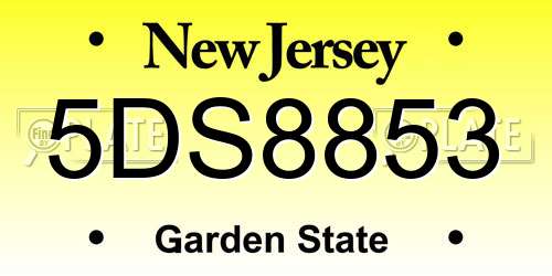 5DS8853 New Jersey License Plate