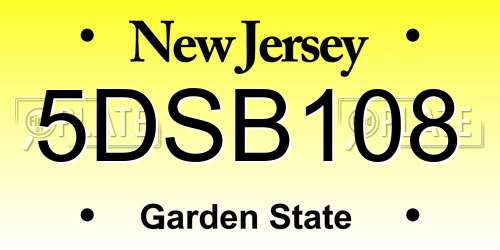 5DSB108 New Jersey License Plate