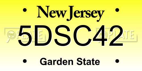 5DSC42 New Jersey License Plate