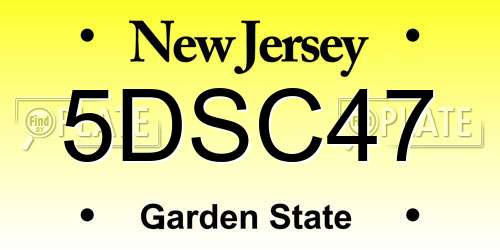 5DSC47 New Jersey License Plate