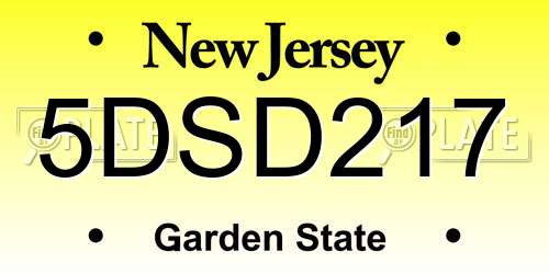 5DSD217 New Jersey License Plate