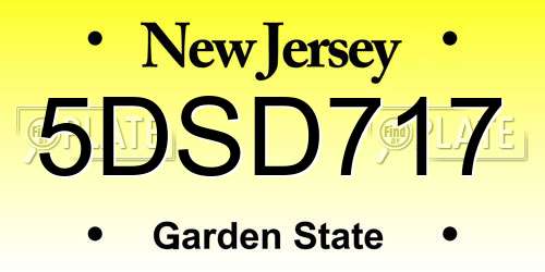 5DSD717 New Jersey License Plate