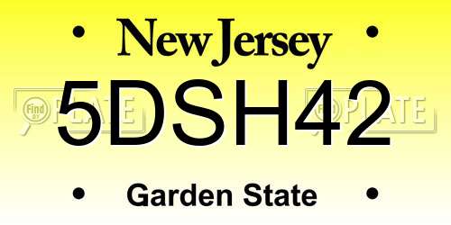 5DSH42 New Jersey License Plate