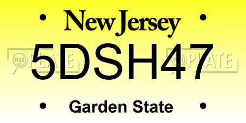 5DSH47 New Jersey License Plate