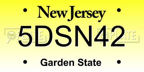5DSN42 New Jersey License Plate