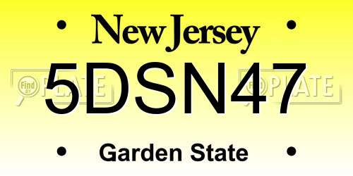 5DSN47 New Jersey License Plate