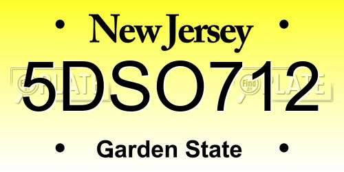 5DSO712 New Jersey License Plate