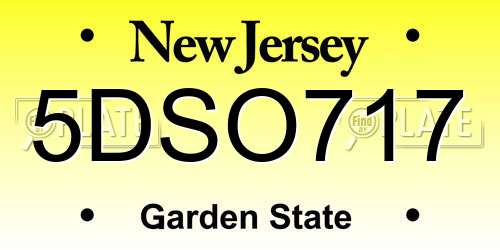 5DSO717 New Jersey License Plate