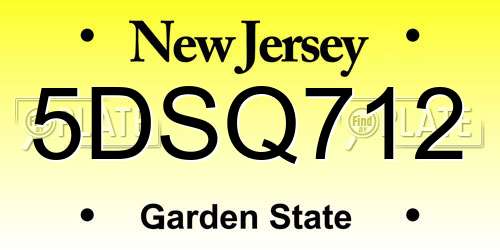 5DSQ712 New Jersey License Plate