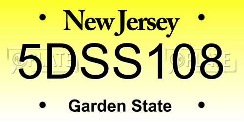 5DSS108 New Jersey License Plate