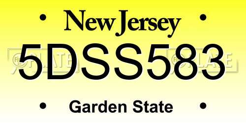 5DSS583 New Jersey License Plate