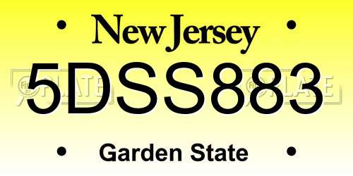 5DSS883 New Jersey License Plate
