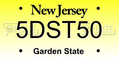 5DST50 New Jersey License Plate