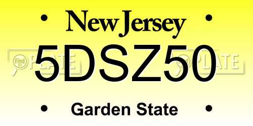 5DSZ50 New Jersey License Plate