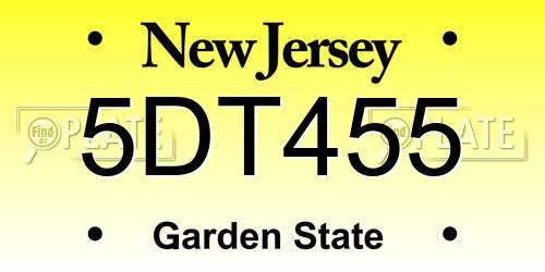 5DT455 New Jersey License Plate