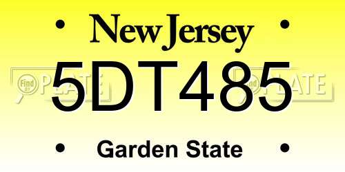 5DT485 New Jersey License Plate