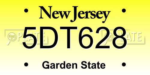 5DT628 New Jersey License Plate