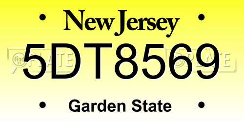 5DT8569 New Jersey License Plate