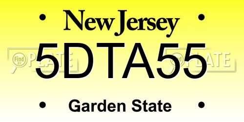 5DTA55 New Jersey License Plate