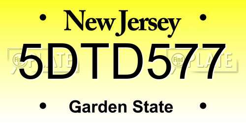 5DTD577 New Jersey License Plate