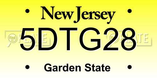 5DTG28 New Jersey License Plate