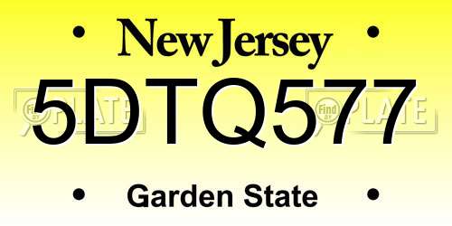 5DTQ577 New Jersey License Plate
