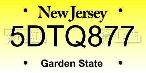 5DTQ877 New Jersey License Plate
