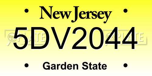 5DV2044 New Jersey License Plate