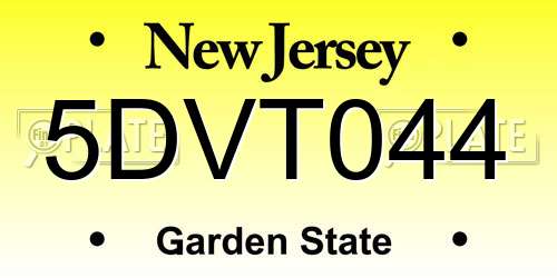5DVT044 New Jersey License Plate