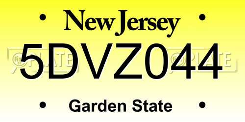5DVZ044 New Jersey License Plate