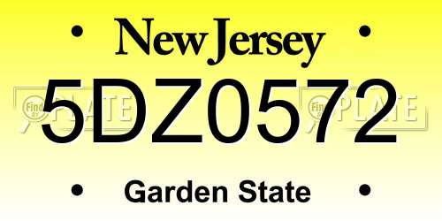 5DZ0572 New Jersey License Plate